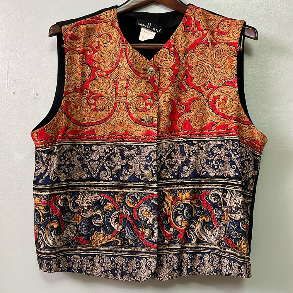 NWOT Vintage Carol Little Multicolor Tapestry Vest